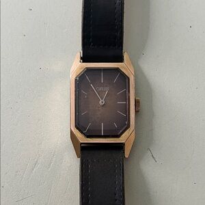 Oris Gold Case with Black Strap Men's Watch